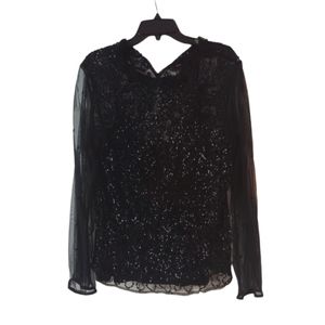 SOFT surroundings Black sequin blouse